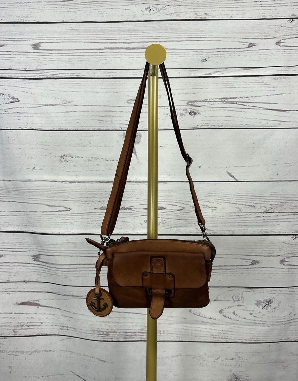 Harbour 2nd Luna Cognac Leather Crossbody Belt Bag Convertible 5 Compartment